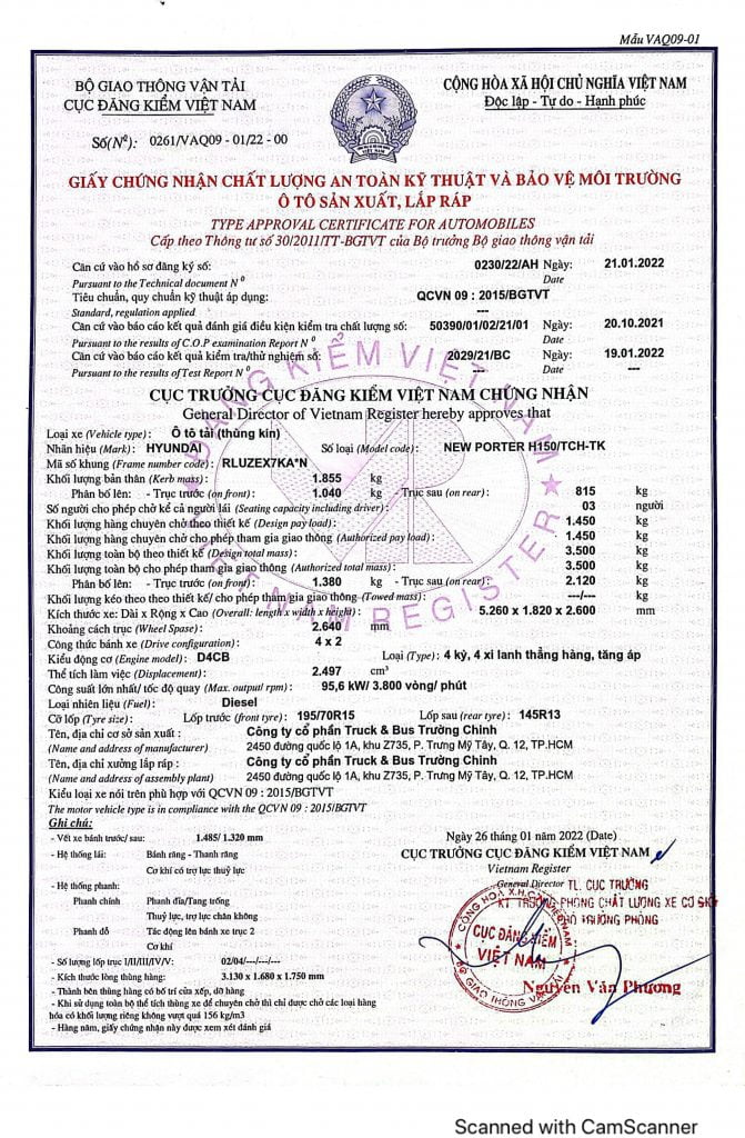 THONG SO HYUNDAI H150 THÙNG KÍN