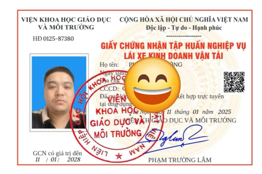 Thẻ tập huấn nghiệp vụ lái xe