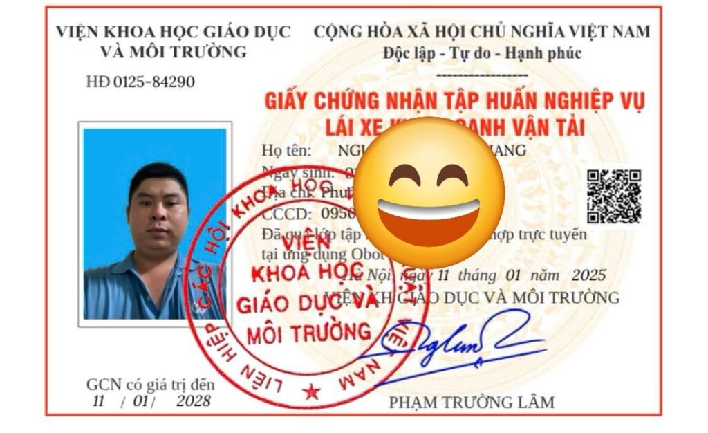 Thẻ tập huấn nghiệp vụ lái xe