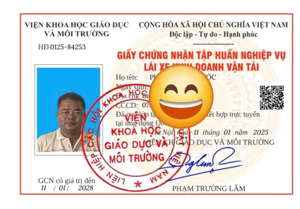 Thẻ tập huấn nghiệp vụ lái xe