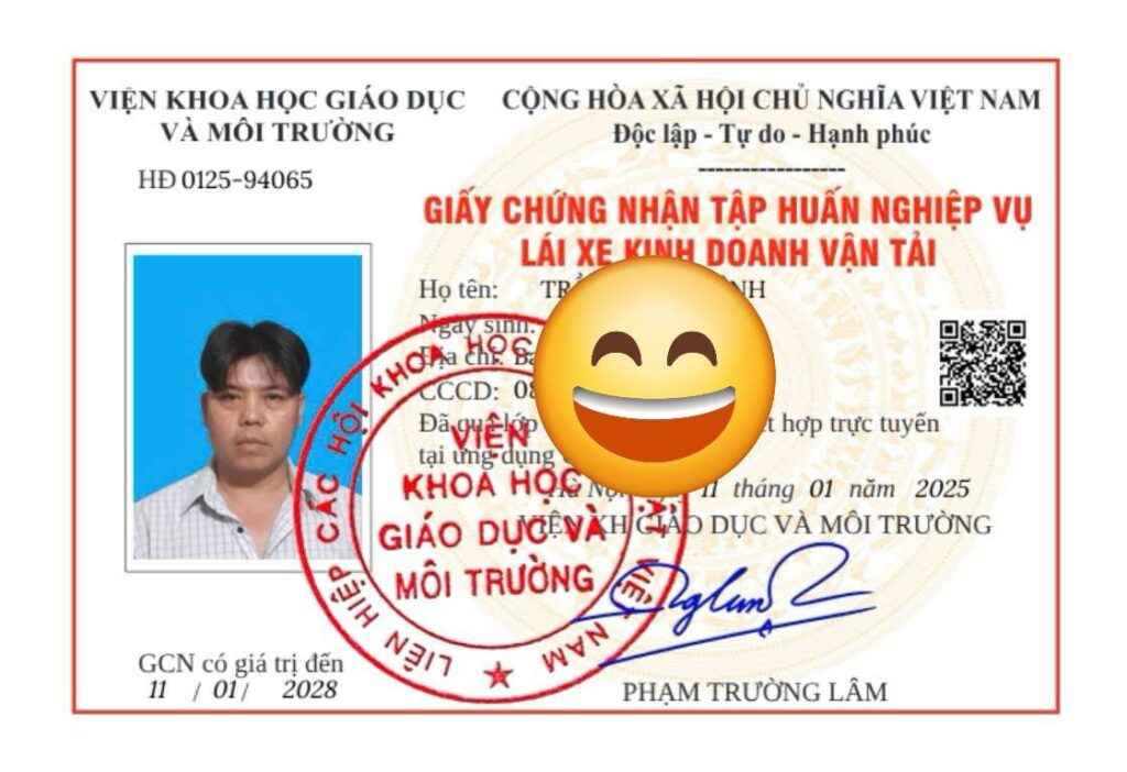 Thẻ tập huấn nghiệp vụ lái xe