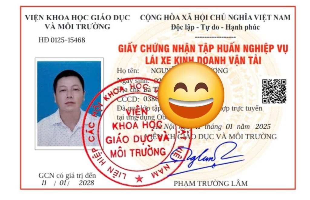 Thẻ tập huấn nghiệp vụ lái xe