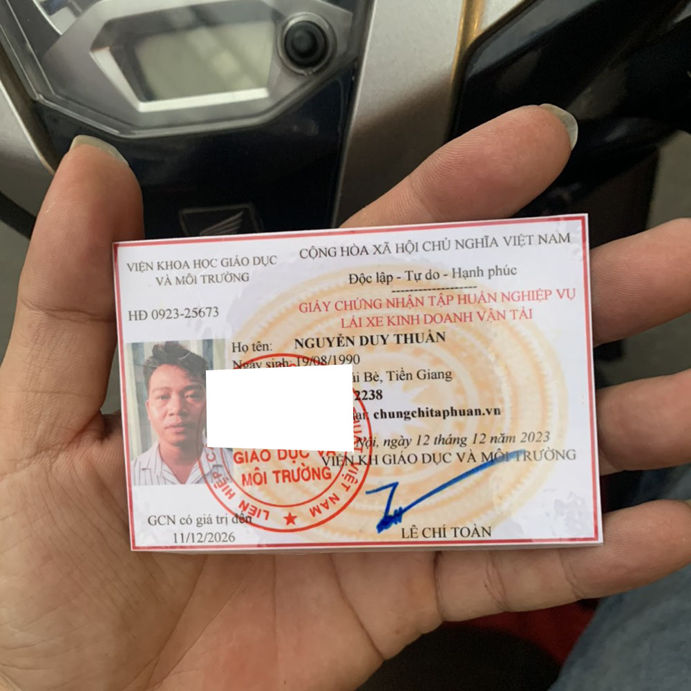 Thẻ tập huấn nghiệp vụ lái xe