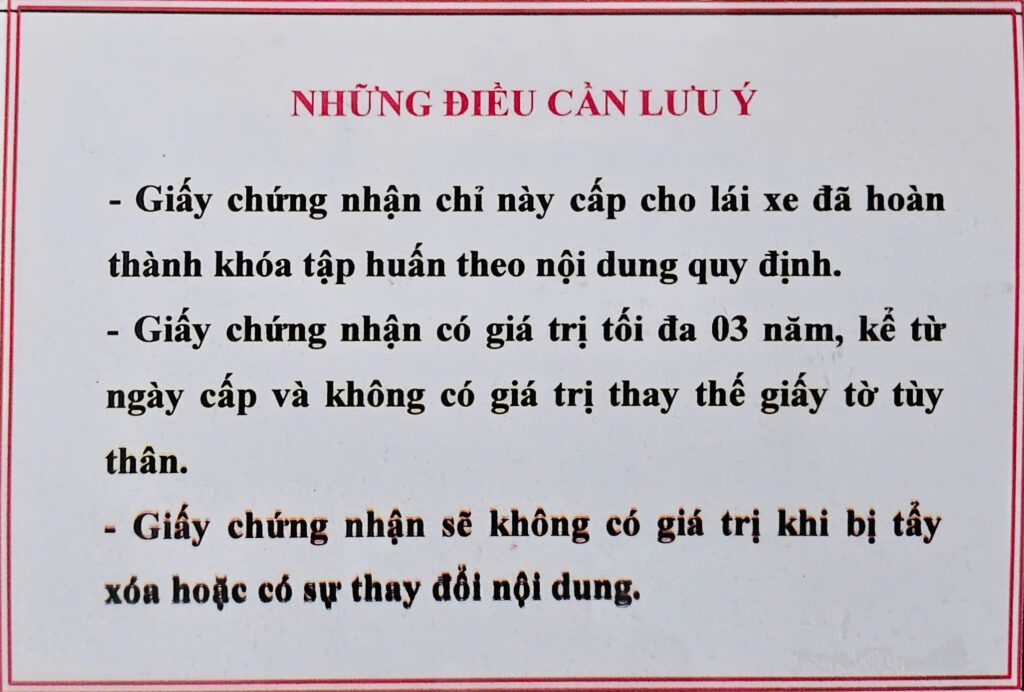 Thẻ tập huấn nghiệp vụ lái xe